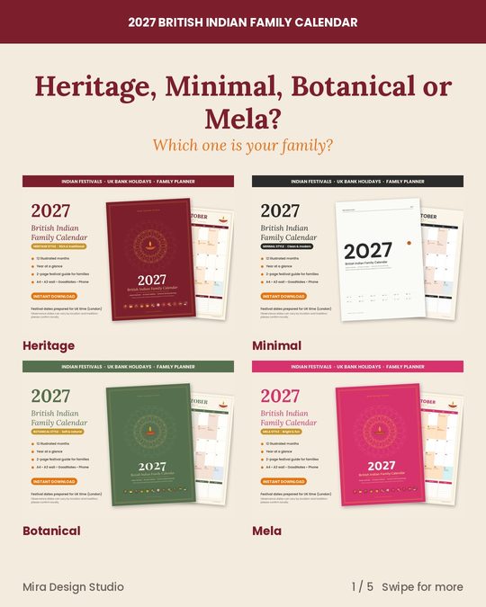 Carousel cover: Heritage, Minimal, Botanical or Mela, which one is your family?